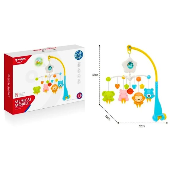 Movil Musical Bebe Cuna Proyector Sonajero Luz Sonido Gira