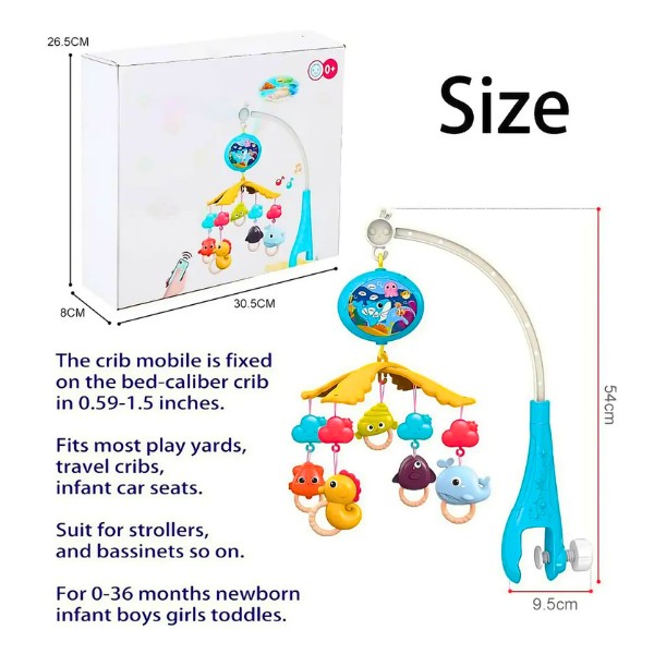 Móvil Musical Sonoro Bebé Proyector Iluminación + Control
