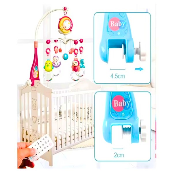 Móvil Musical Para Cuna Bebé Con Control Remoto Luz Proyectora Y Sonidos