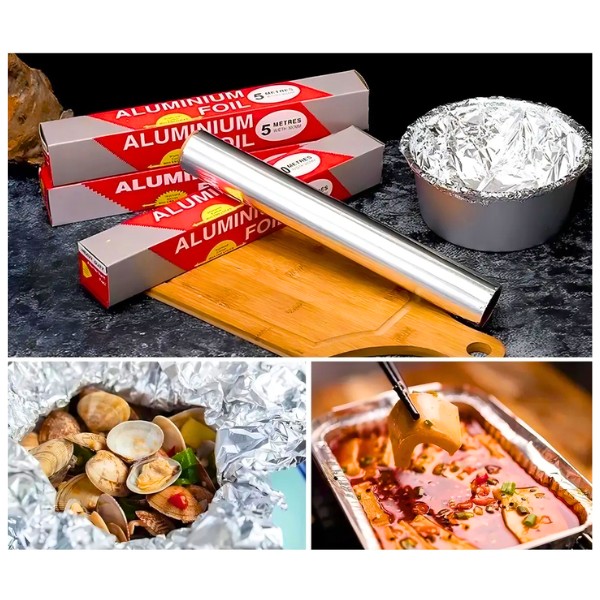 Papel Aluminio Foil Para Cocina Horno Caja Rollo De 10 Mts