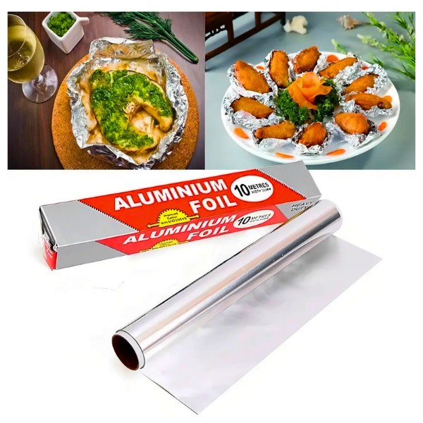 Papel Aluminio Foil Para Cocina Horno Caja Rollo De 10 Mts