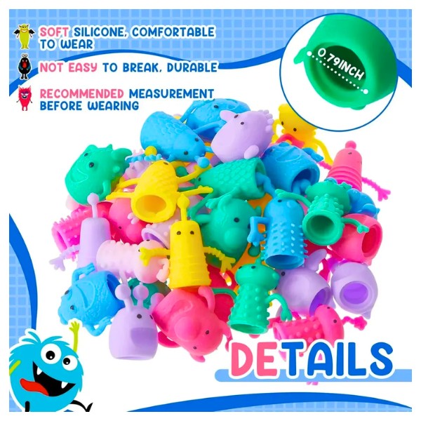 Set 20 Títeres De Dedo Monstruitos Colores Juguete Infantil