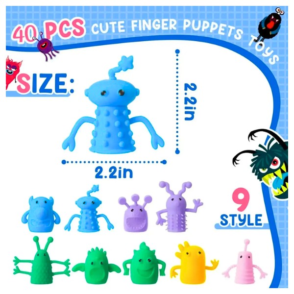 Set 20 Títeres De Dedo Monstruitos Colores Juguete Infantil