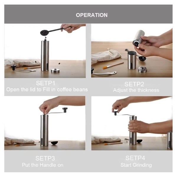 Molinillo Cafe Manual Grano Moledor Triturador Acero Inoxidable