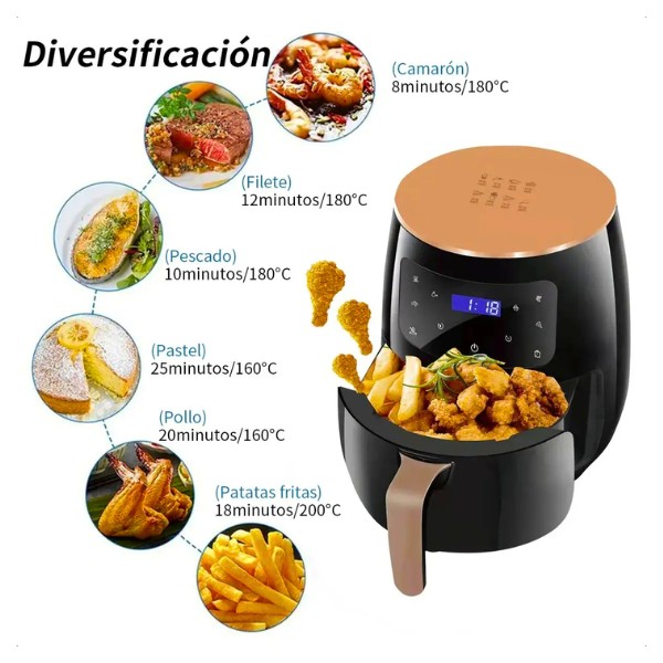 Freidora De Aire Sin Aceite 6 Litros Eléctrica