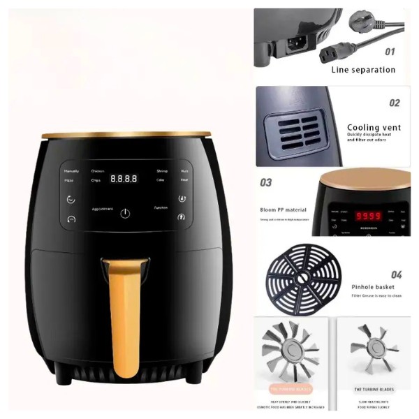 Freidora De Aire Sin Aceite 6 Litros Eléctrica