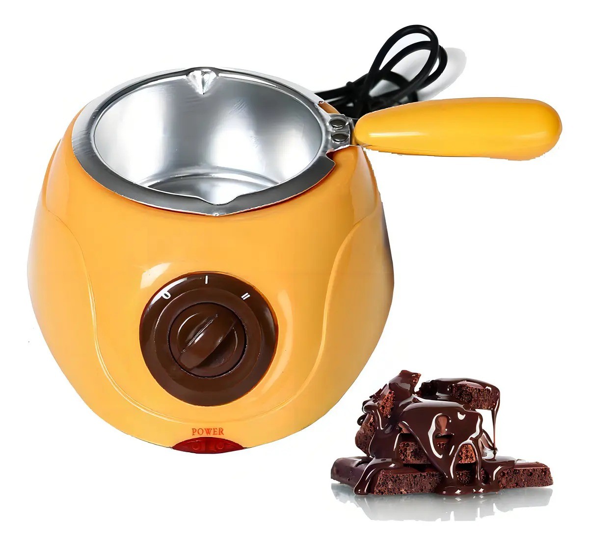 Fondue de Chocolate Eléctrica Amarilla con Olla de Aluminio
