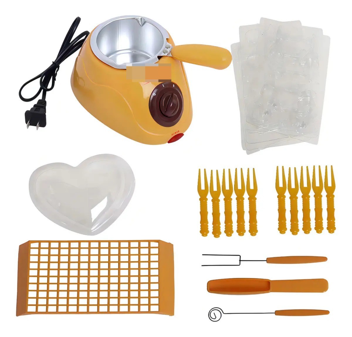 Fondue de Chocolate Eléctrica Amarilla con Olla de Aluminio