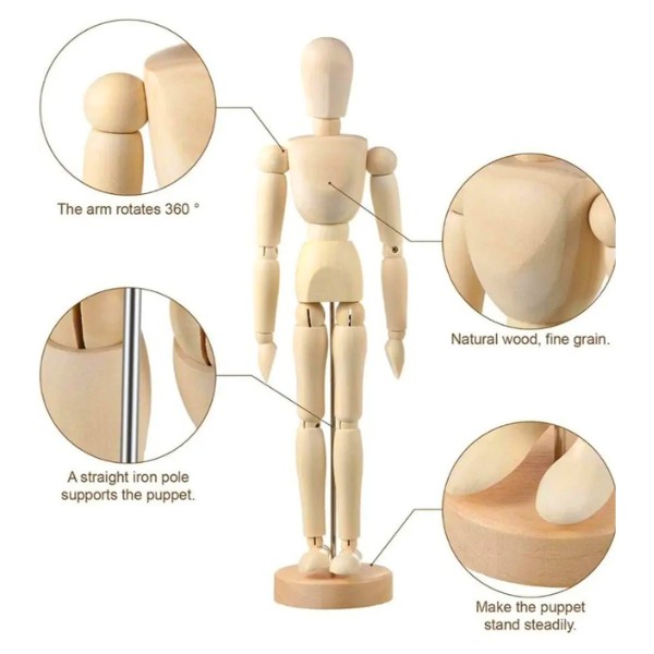 Figura Humana 40 Cm Madera Maniquí Muñeco Para Arte Dibujo
