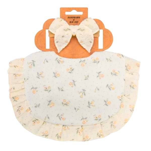 Set Regalo Bebé Niña Babero + Cintillos Algodón Colores