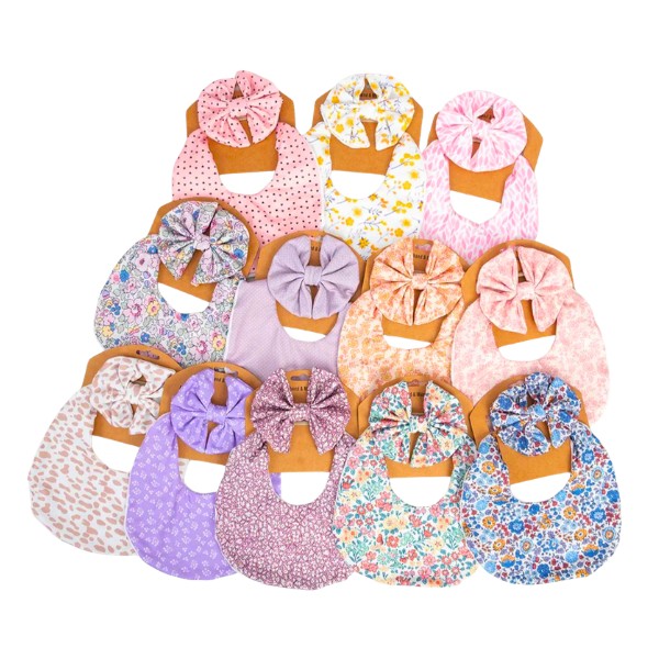 Set Regalo Bebé Niña Babero + Cintillos Algodón Colores