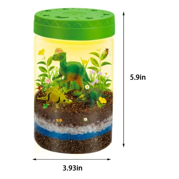Kit Jardin Dinosaurio Con Led Y Plantas Para Niños Educativo