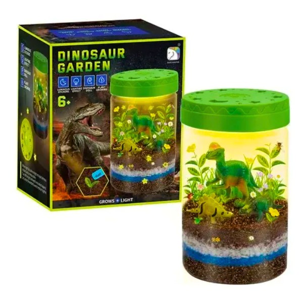Kit Jardin Dinosaurio Con Led Y Plantas Para Niños Educativo