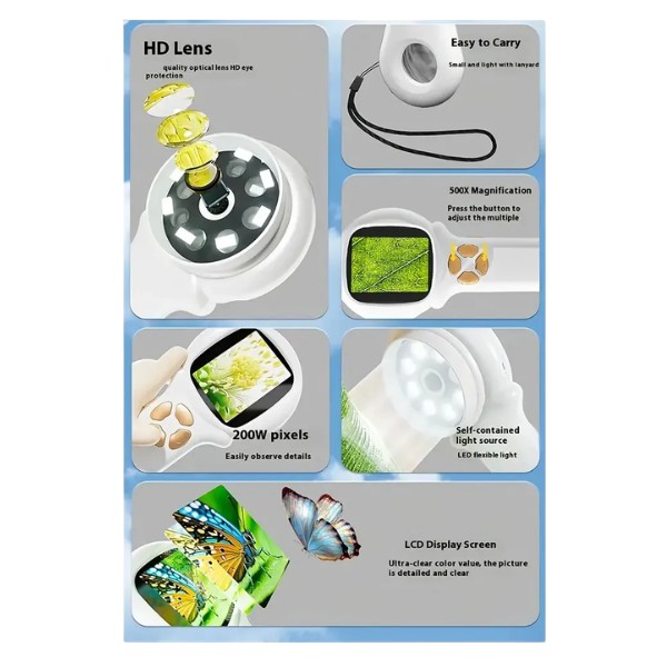 Microscopio Infantil Con Pantalla Exploración Y Experimento