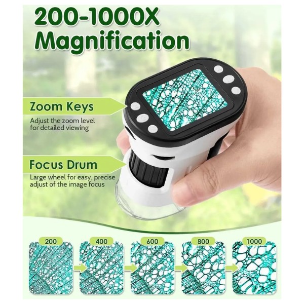 Microscopio Led Inteligente Pantalla Para Niños Hd