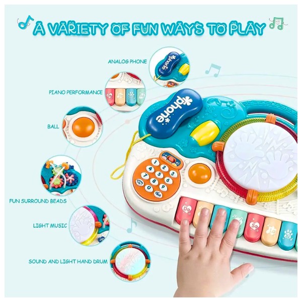 Piano Musical Bebé Multifuncional Luces Sonidos Juguete