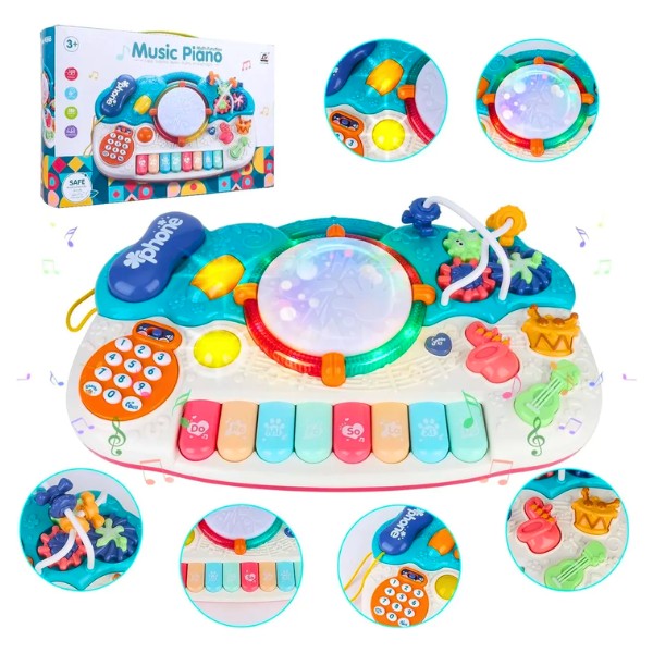 Piano Musical Bebé Multifuncional Luces Sonidos Juguete