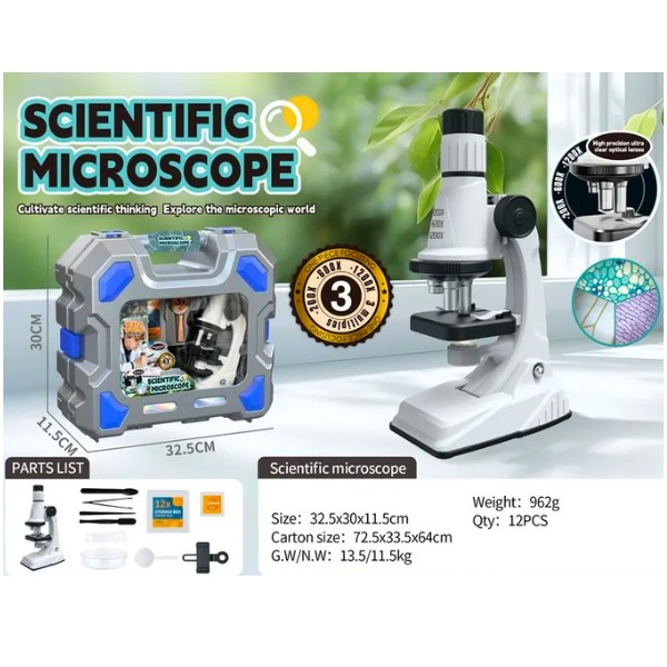 Microscopio + Kit De Accesorios 1200x Maletin Plastico
