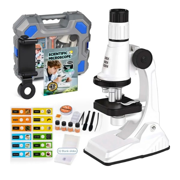 Microscopio + Kit De Accesorios 1200x Maletin Plastico