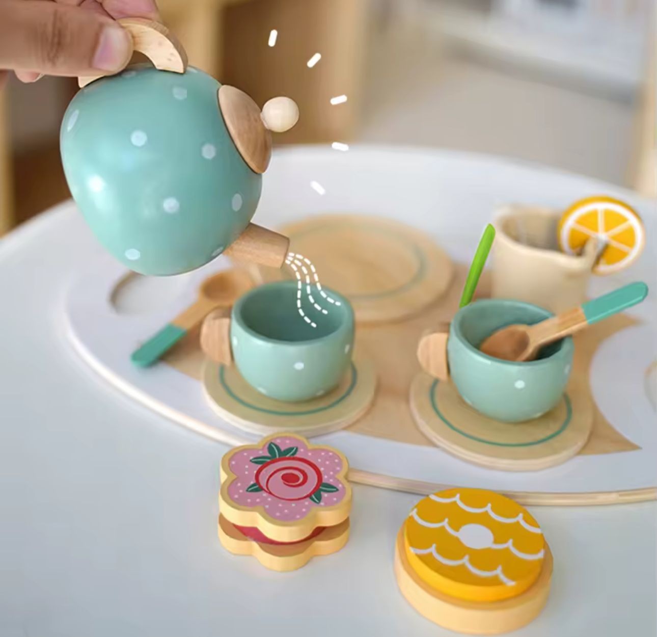 Juego Tazas De Té Madera Niños Juguete Didáctico