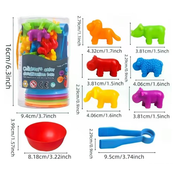 Juguete Clasificación Colores Y Animalitos Montessori 36pcs