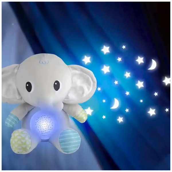 Peluche Con Sonido Ruido Blanco Luz Nocturna Elefante