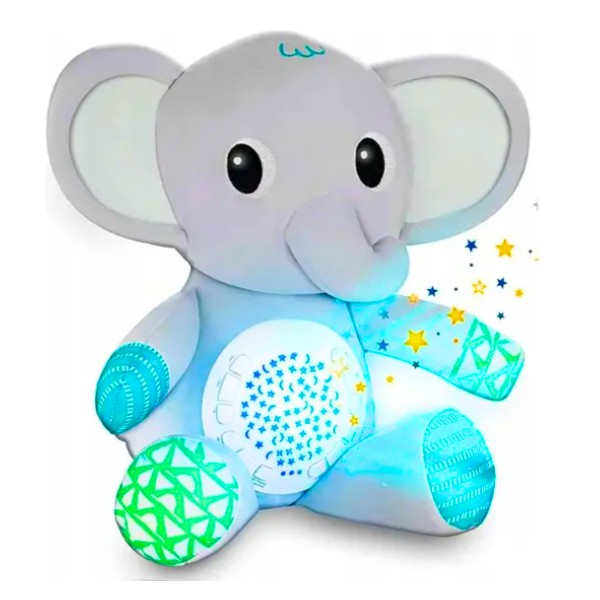 Peluche Con Sonido Ruido Blanco Luz Nocturna Elefante