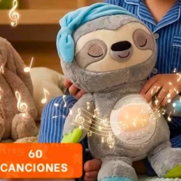 Peluche Con Sonido Ruido Blanco Luz Nocturna Perezoso