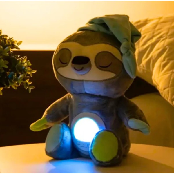 Peluche Con Sonido Ruido Blanco Luz Nocturna Perezoso