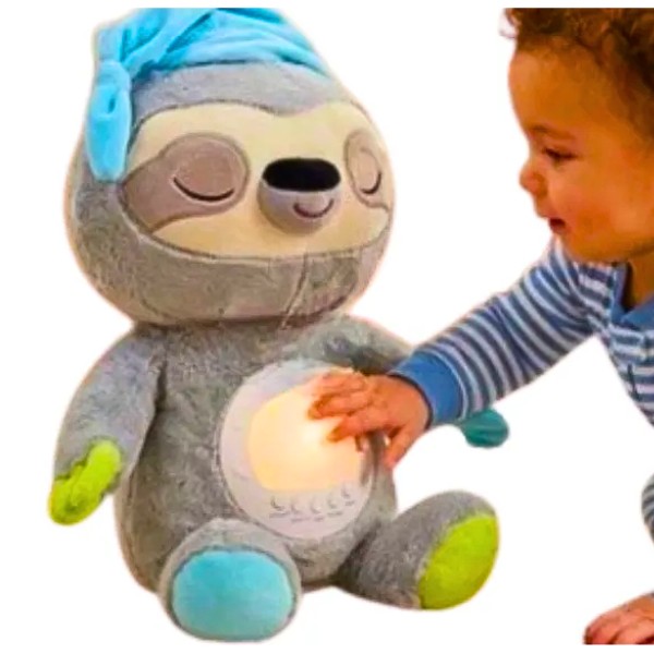 Peluche Con Sonido Ruido Blanco Luz Nocturna Perezoso