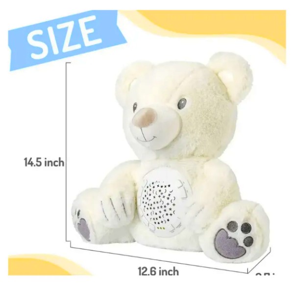 Peluche Con Sonido Ruido Blanco Luz Nocturna Osito