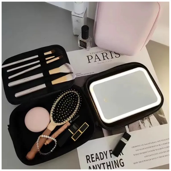 Bolso Organizador Cosméticos Espejo Luz Led