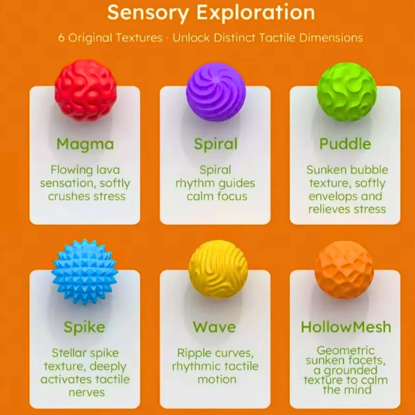 Set 6 Pelotas Masaje Texturizadas Con Estuche