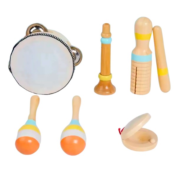 Set De 9 Instrumentos Musicales Madera Montessori Para Niños