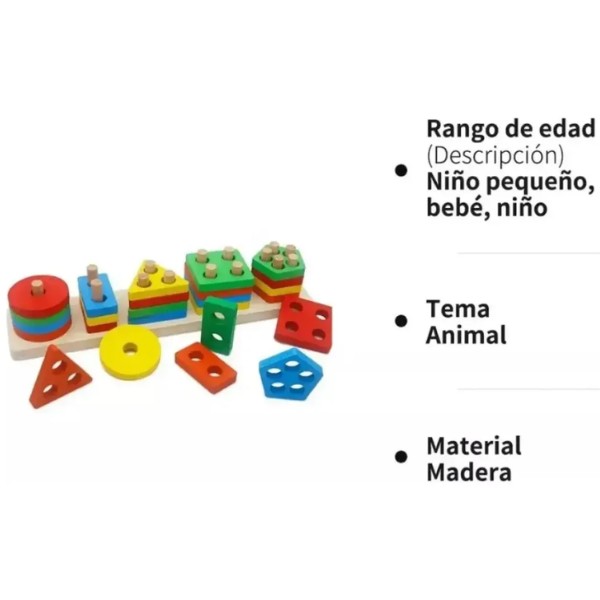Rompecabezas Encaje Madera Figuras Geométricas Infantiles
