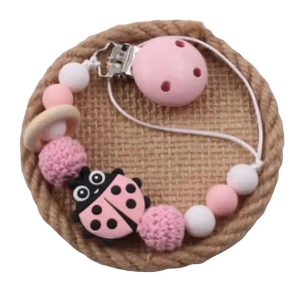 Portachupetes De Silicona Y Madera Porta Chupones Para Bebé