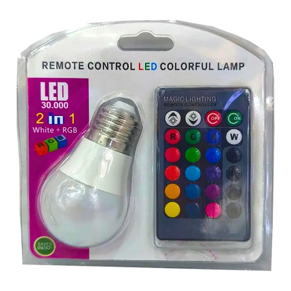 Ampolleta Led Rgb + Control Remoto Multicolor