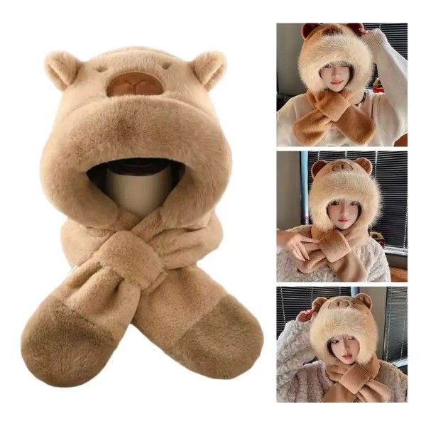 Gorro Oso Con Bufanda Orejas Peludo Invierno