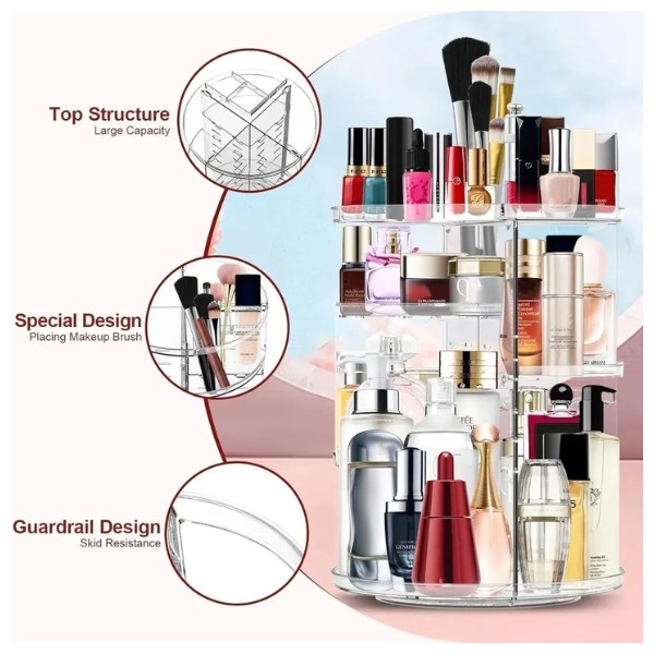 Organizador Maquillaje Cosméticos Giratorio Acrilico