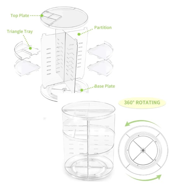 Organizador Maquillaje Cosméticos Giratorio Acrilico