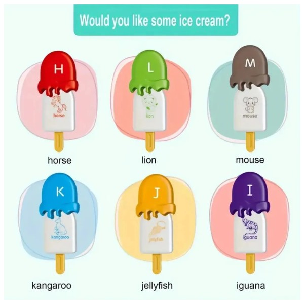 Set Helados Educativo Unir Letras 52 Piezas