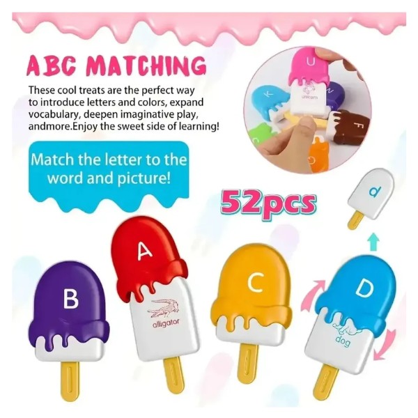 Set Helados Educativo Unir Letras 52 Piezas