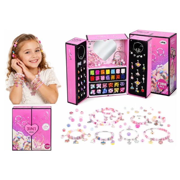 Kit Para Armar Crear Pulseras Niñas 2388 Piezas