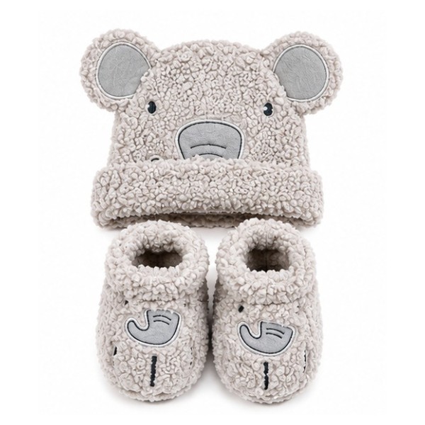 Set Gorro Y Pantuflas Bebé Invierno Abrigado