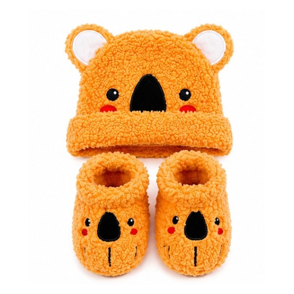 Set Gorro Y Pantuflas Bebé Invierno Abrigado