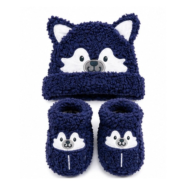 Set Gorro Y Pantuflas Bebé Invierno Abrigado