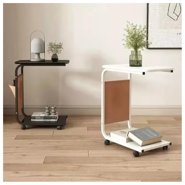 Mesa Auxiliar Lateral De Madera Con Ruedas Mesita Notebook