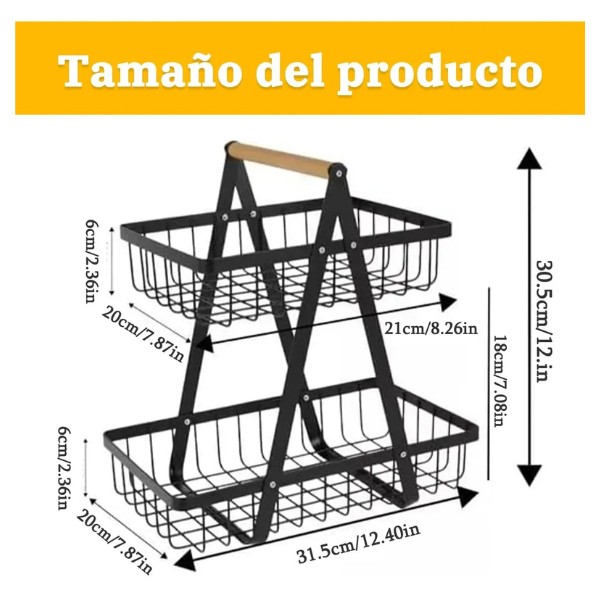 Cesta Frutas Vegetales Organizador Multiuso 2 Niveles