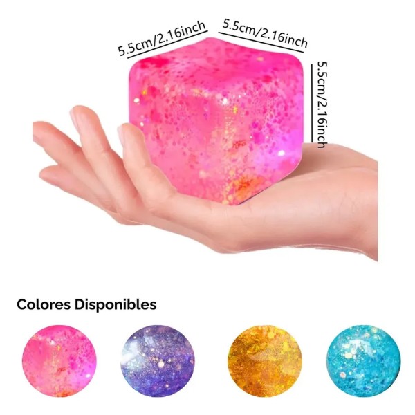 Cubo Sensorial Purpurina Gel Antiestrés Niños Adultos