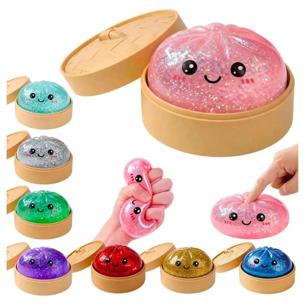 Squishy Pan Bao Brillante Con Purpurina Antiestres